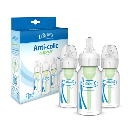 Dr Brown's Option Natural Flow Narrow-Neck Baby Bottle - 4oz ( Pack of 3), SB43005-P3