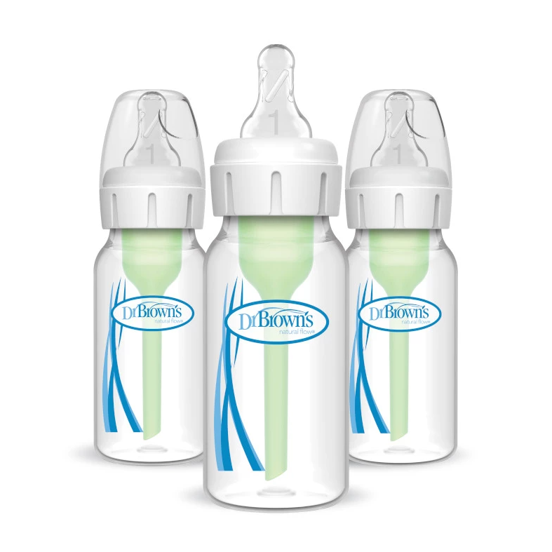 Dr Brown's Option Natural Flow Narrow-Neck Baby Bottle - 4oz ( Pack of 3), SB43005-P3