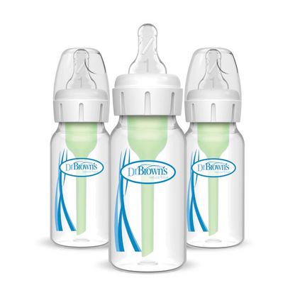 Dr Brown's Option Natural Flow Narrow-Neck Baby Bottle - 4oz ( Pack of 3), SB43005-P3