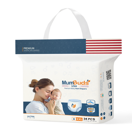 MumBuds USA ZIPLOCK PACK Ultrathin Baby Diapers Size-6 XXL (16-22 kg) – 34 pcs Pant Style