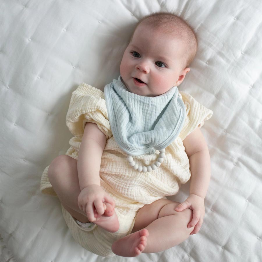 Dr Brown's Bandana Bibs with Removable Beaded Teether, Teal/Light Blue, 2-Pack, AC283-P12