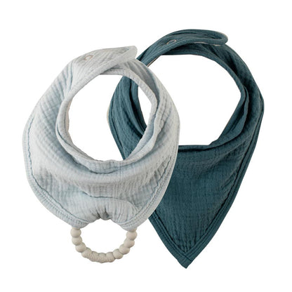 Dr Brown's Bandana Bibs with Removable Beaded Teether, Teal/Light Blue, 2-Pack, AC283-P12