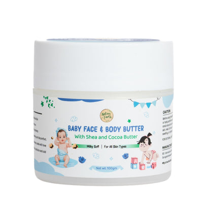 Naturo Earth Baby Face & Body Butter with Shea & Cocoa Butter – Milky Soft Formula, 100g