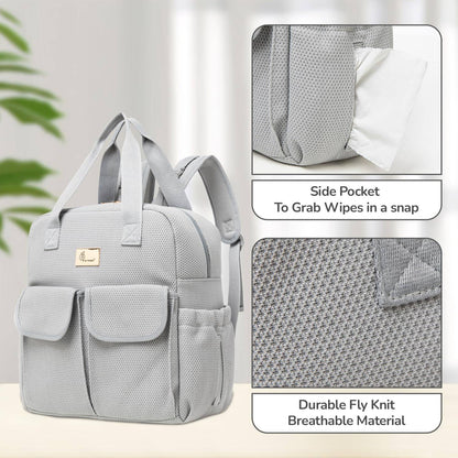 R for Rabbit Caramello Breezy Premium Material Diaper Bag For New Moms, Grey - DBCMBG10
