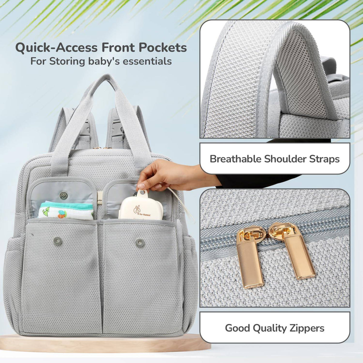 R for Rabbit Caramello Breezy Premium Material Diaper Bag For New Moms, Grey - DBCMBG10