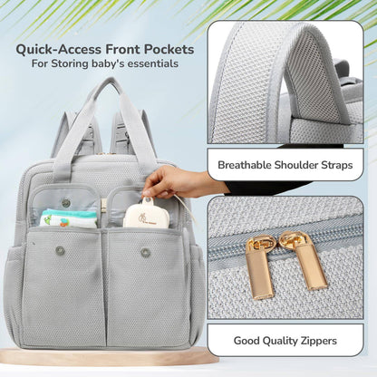 R for Rabbit Caramello Breezy Premium Material Diaper Bag For New Moms, Grey - DBCMBG10