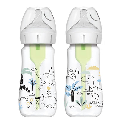 Dr Brown's 9oz/270ml Options+ Wide-Neck Designer Bottles, Dino Designs, 2-Pack, WB92026