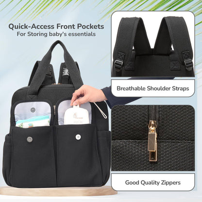 R for Rabbit Caramello Breezy Premium Material Diaper Bag For New Moms, Black - DBCMBB10