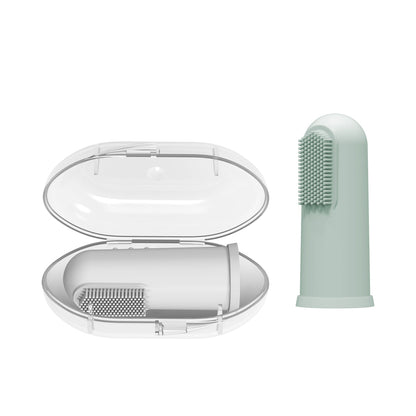 Dr. Brown's HG011 Silicone Finger Toothbrush with case, Gray and Light Green, 2-Pack