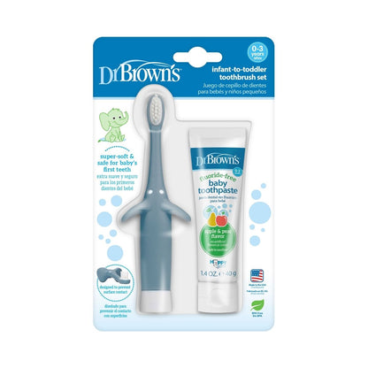 Dr Browns Infant-to-Toddler Toothbrush, Blue Elephant, with Apple Pear Toothpaste, 1.4 oz/40 g , HG024.V2