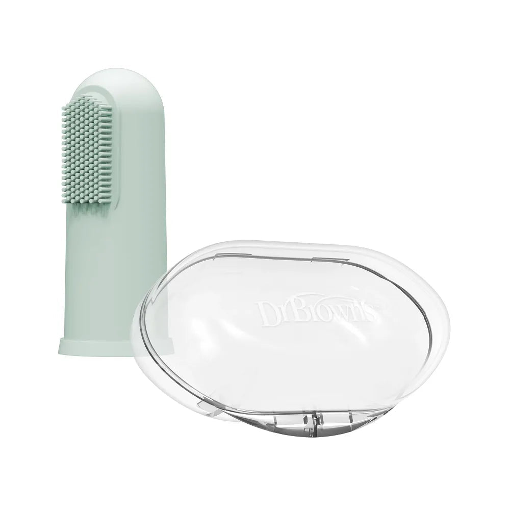 Dr Brown's Silicone Finger Toothbrush with case, Light Green,1 -pack(3m+), HG126-INTL