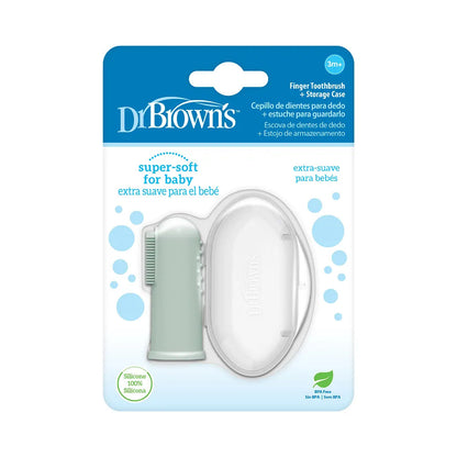 Dr Brown's Silicone Finger Toothbrush with case, Light Green,1 -pack(3m+), HG126-INTL