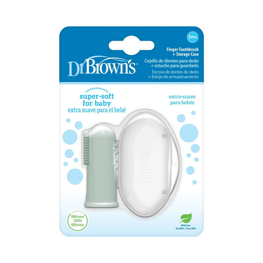 Dr Brown's Silicone Finger Toothbrush with case, Light Green,1 -pack(3m+), HG126-INTL