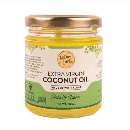 Naturo Earth Organic Cold Pressed Extra Virgin Coconut Oil with Algae – 180ml