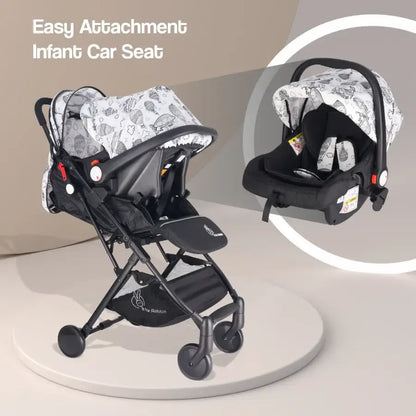 R for Rabbit Pocket Lite Travel System Kids Stroller With Infant Car Seat to a Carry Cot, Rocker or Feeding chair (0-3years) Multi Black, TSPLBM01