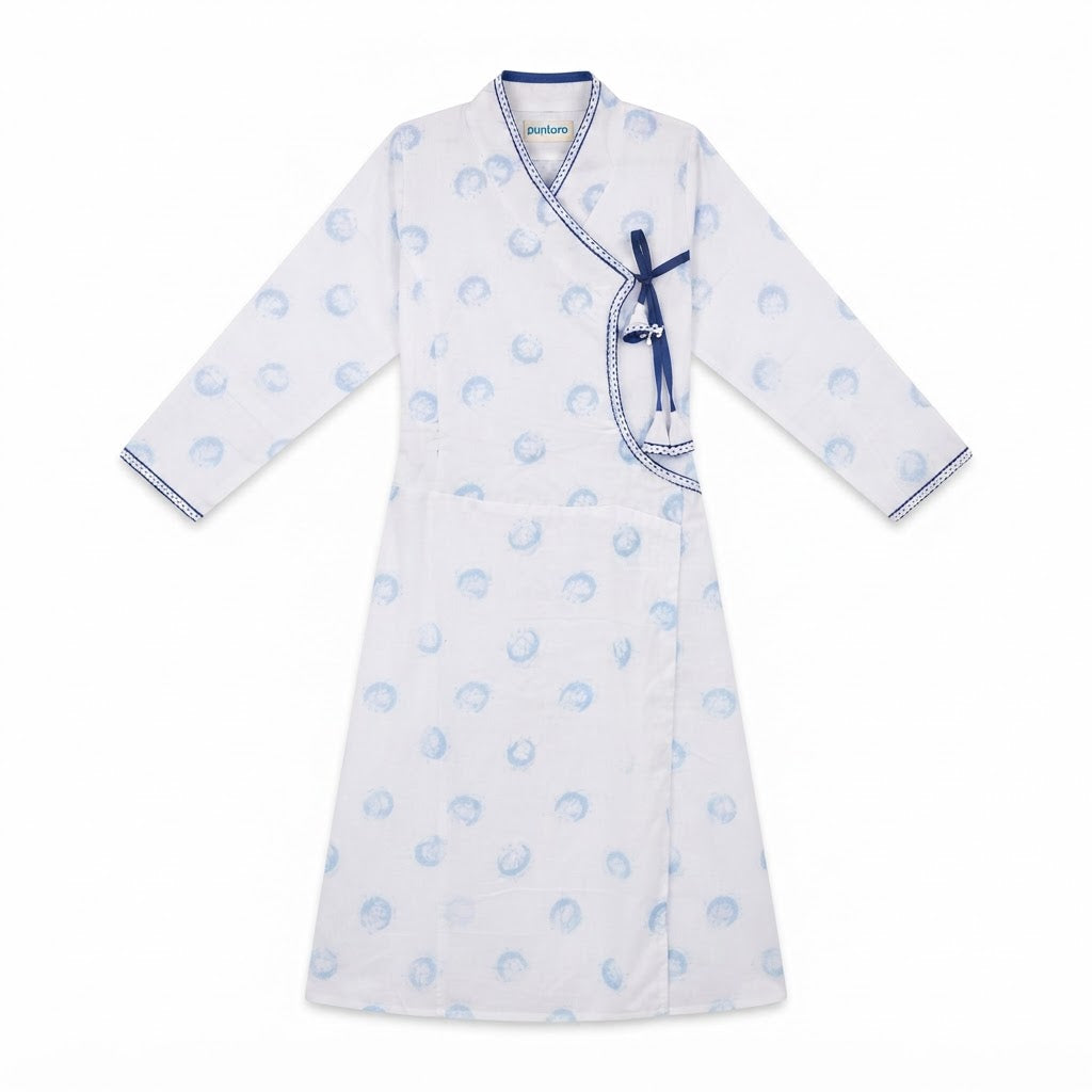 Punturo 3 Layer Malmal Premium Double Zipper Breastfeeding Gown with Suruwal for Mothers (Size 38)