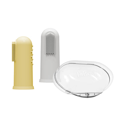Dr Brown's Silicone Finger Toothbrush with case, Gray and Yellow, 2-Pack, HG015