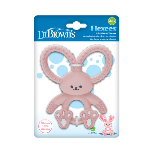 Dr Brown's Bunny Long Limbed Silicone Teether, Pink, CPKG(3m+), TE020-INTL