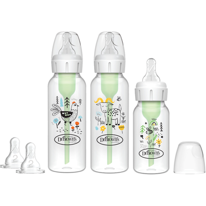 Dr Brown's PP Narrow Anti-Colic Options+ Baby Bottle Starter Kit w/ Designs (1x120 & 2x250 mL bottles, 2xL2 nipples, 1 cleaning brush), SB03007-ESX