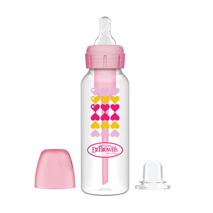 Dr. Brown's Options+ 8 oz/250ml Narrow Bottle to Sippy Baby Bottle Start Kit, Pink (+L3 nipple), SB8191-P3