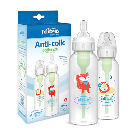 Dr Brown's 8oz/250ml Options+ Anti-Colic Bottles, Animal Deco, 2-pack, SB82034-P4