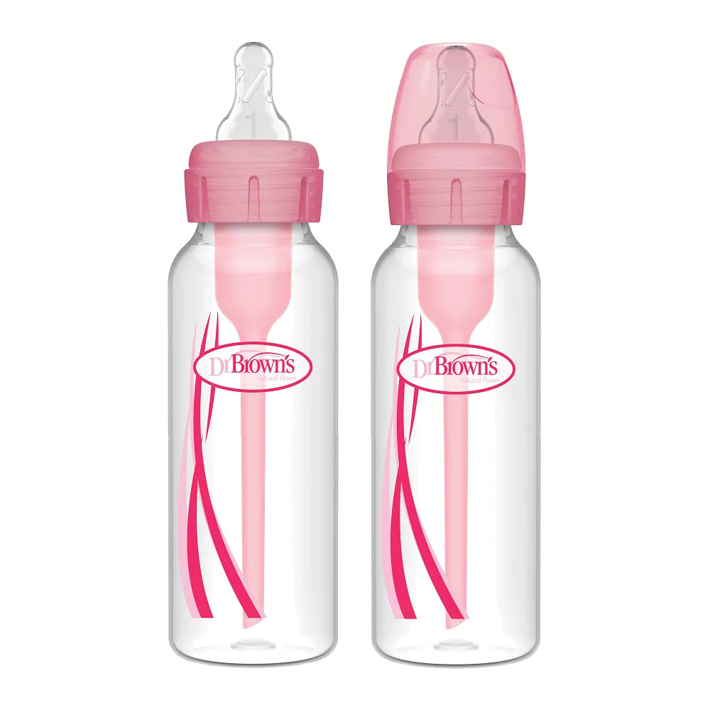 Dr Brown's 250ml/8oz Narrow-Neck Option Baby Pink Bottle (Pack of 2), SB82305-ESX