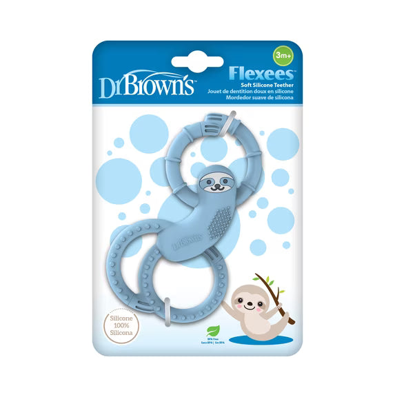 Dr Brown's Sloth Long Limbed Silicone Teether, Blue, CPKG (3m+), TE011-INTL