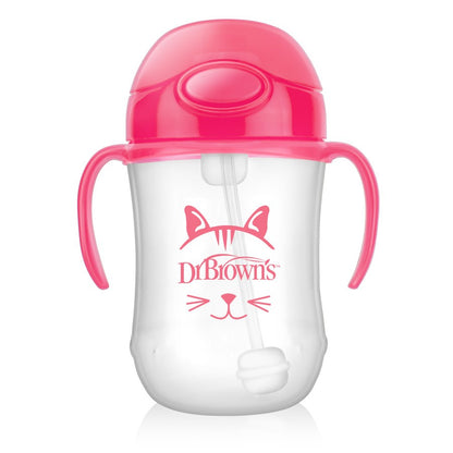 Dr. Brown's 9 Oz/270 Ml Baby's First Straw Cup - Pink (6M+), TC91011-Intl