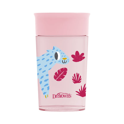 Dr. Brown's Jungle Fun Cheers 360 Spoutless Transition Cup Pink, - 10 oz/300 ml, 9m+, TC01093