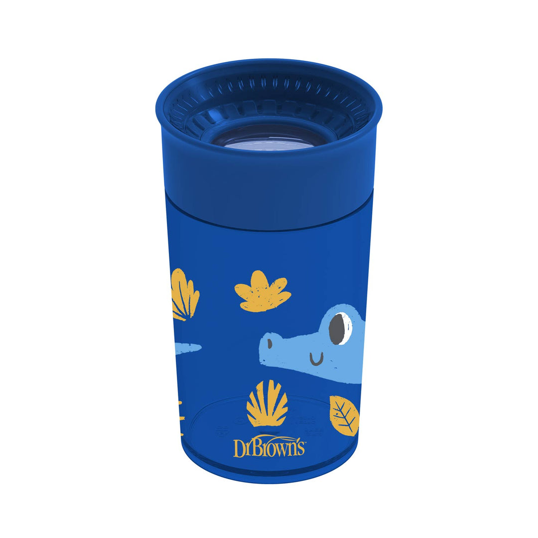 Dr. Brown's Jungle Fun Cheers 360 Spoutless Transition Cup, Blue, - 10 oz/300 ml , 9m+, TC01094