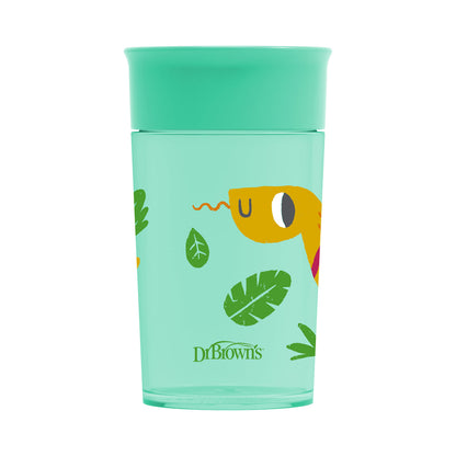 Dr. Brown's Jungle Fun Cheers 360 Spoutless Transition Cup Green, 10 oz/300 ml, 9m+, TC01095