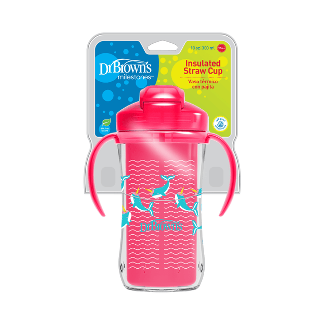 Dr. Brown's 10 OZ/300ml Insulated Straw Cup, pink-1pk, TC01201-INTL