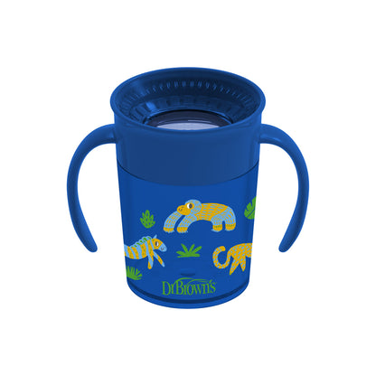 Dr. Brown's Smooth Wall Cheers 360 Cup w/ Handles, 7 oz/200 ml, Blue deco (6m+) 1-Pack, TC71006