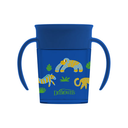 Dr. Brown's Smooth Wall Cheers 360 Cup w/ Handles, 7 oz/200 ml, Blue deco (6m+) 1-Pack, TC71006