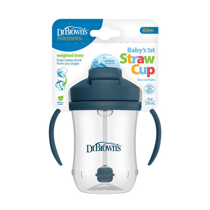 Dr Brown's 9 oz/270 ml Baby’s 1st Straw Cup, Dark Blue (6m+) 1-Pack, TC91105-INTL